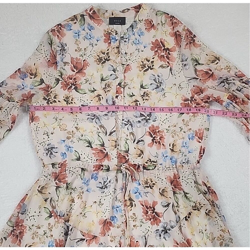 ✨Vici Vienne Floral Adjustable Balloon Sleeve Mini Sz Large Dress✨ - Picture 11 of 15